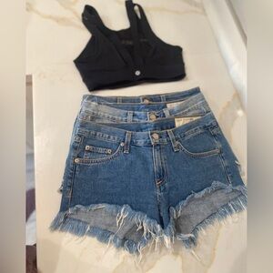 Bundle of one sport bra and 3 shorts, lululemon, rag & bone and Joe’s shorts.